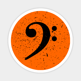 Bass Player Gift - Vintage Style Orange Bass Clef Magnet